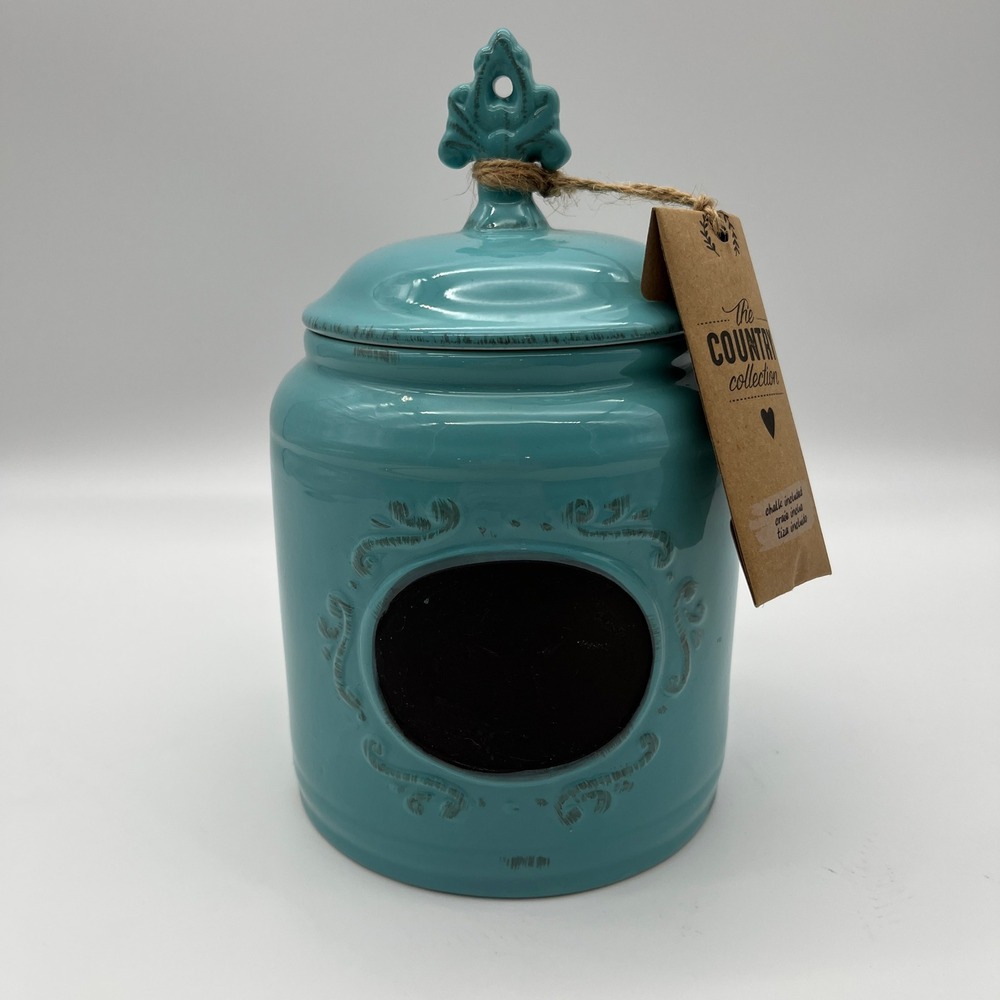 Home Essentials Canister Turquoise Country Collection Chalkboard 77776